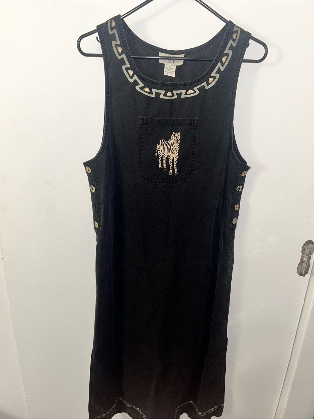 Ty Black Midi Dress with Zebra Pocket and Contrast Trim